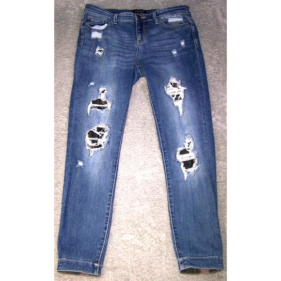 Judy Blue Jeans Women's‎ 13/31 Camo Patch Skinny JB82109MD Ripped Distressed - Picture 1 of 16
